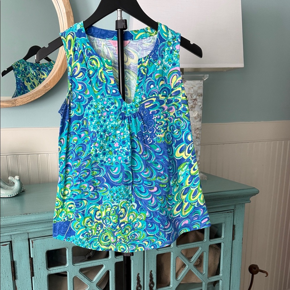 Lilly Pulitzer Blue and Green Patterned Top